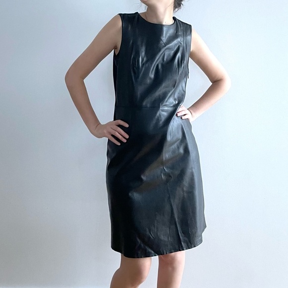 MODE DE VIE BLACK FAUX LEATHER SLEEVELESS MIDI DRESS - XS - Picture 5 of 17